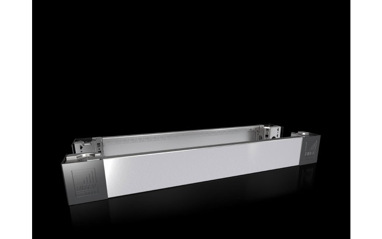 Base/plinth corner piece with base/plinth trim panels, front and rear, stainless steel